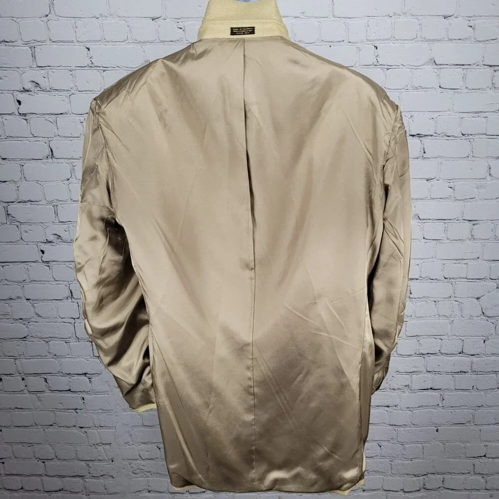 Bachrach Gold 100% Silk Herringbone 3 Button Notch Blazer Sport Coat 42L
